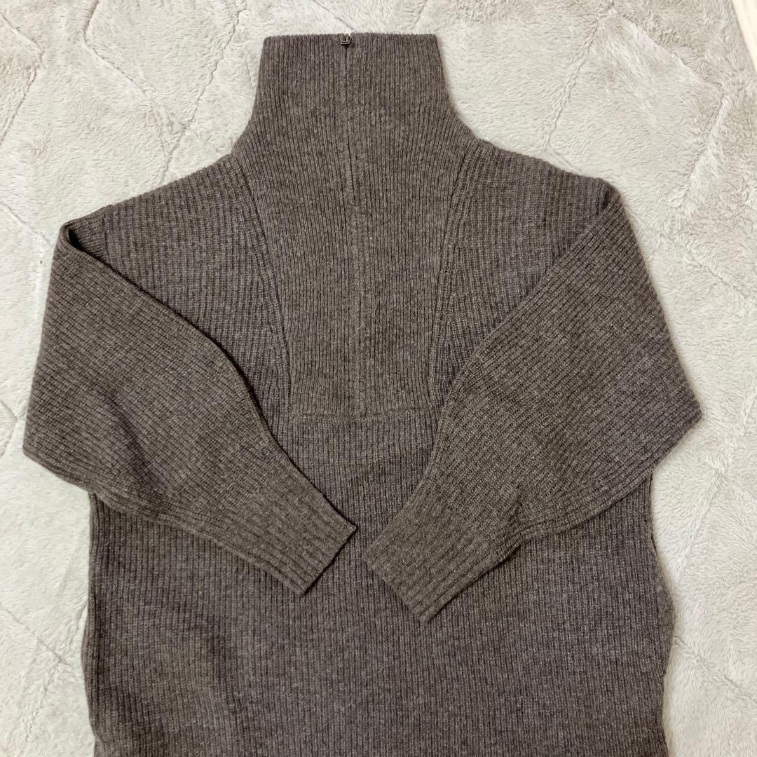 北欧暮らしの道具店「冬の大人に」ウール素材のハーフジップニットワンピースブラウン