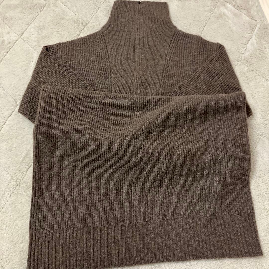 北欧暮らしの道具店「冬の大人に」ウール素材のハーフジップニットワンピースブラウン