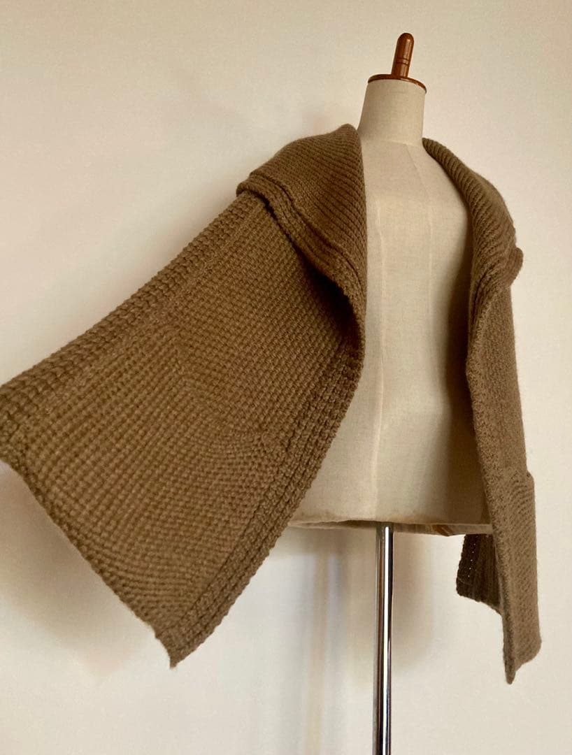 HERMES フード付きマフラー アルパカ100% 未使用品　オレンジ箱入り