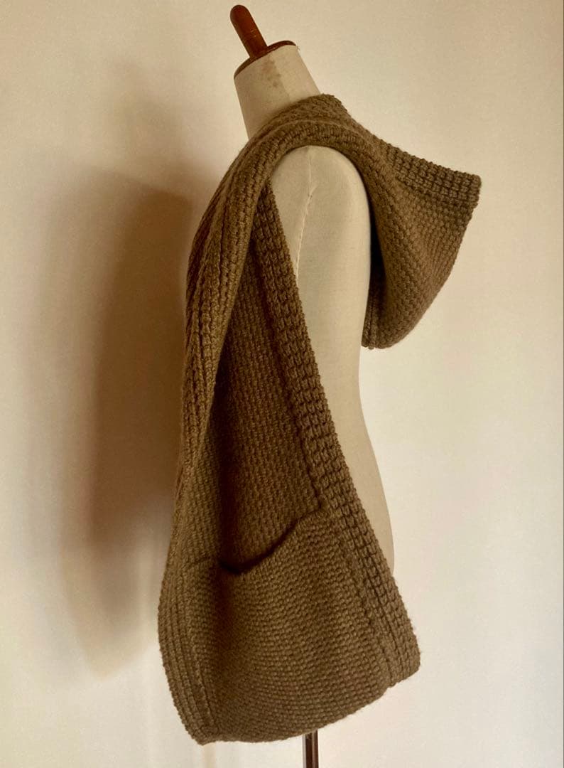 HERMES フード付きマフラー アルパカ100% 未使用品　オレンジ箱入り