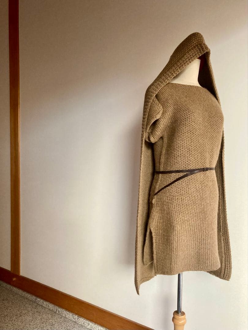 HERMES フード付きマフラー アルパカ100% 未使用品　オレンジ箱入り