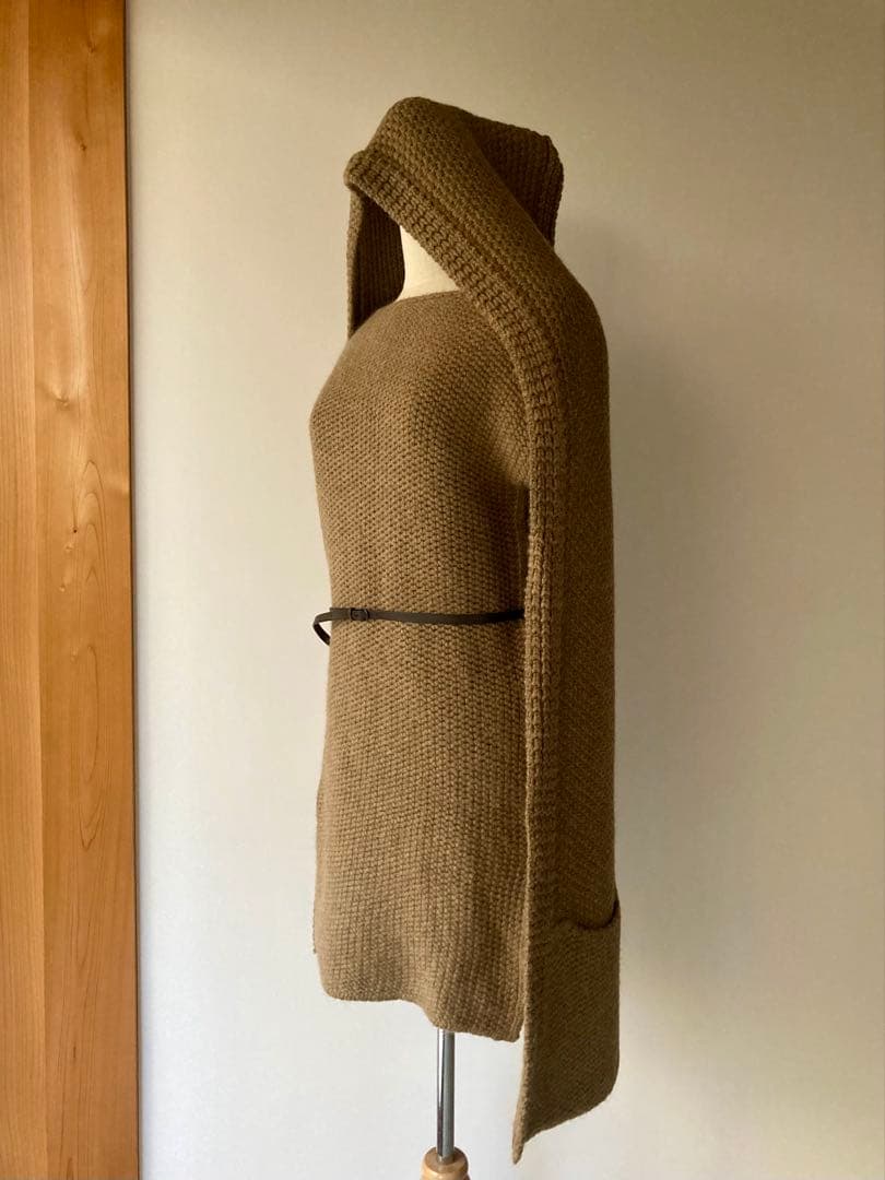 HERMES フード付きマフラー アルパカ100% 未使用品　オレンジ箱入り