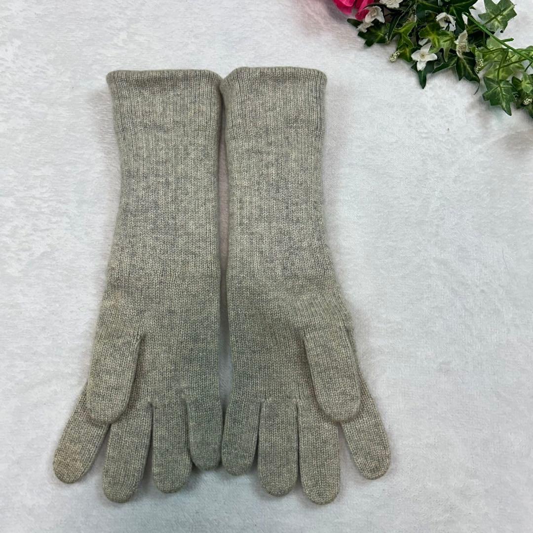 I522 美品 シャネル カシミヤ 手袋 グレー レディース