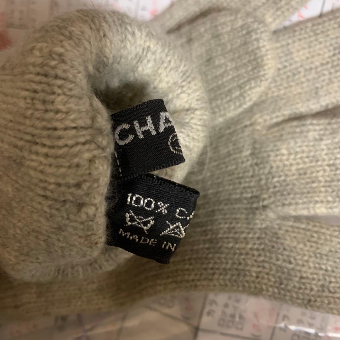I522 美品 シャネル カシミヤ 手袋 グレー レディース