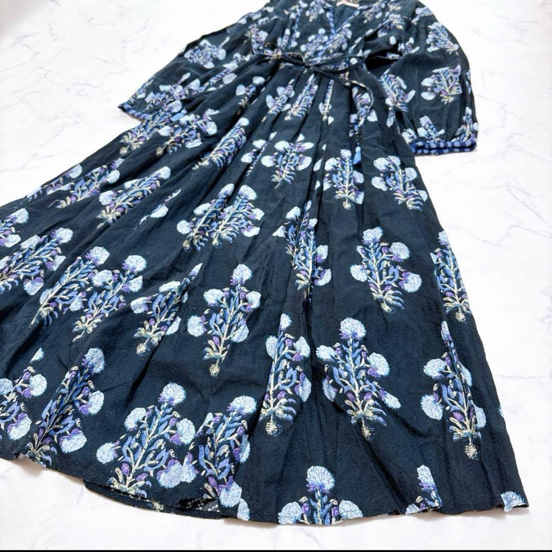 24SSヌキテパ コットンジャガード マリーゴールド プリントシャーリングドレス