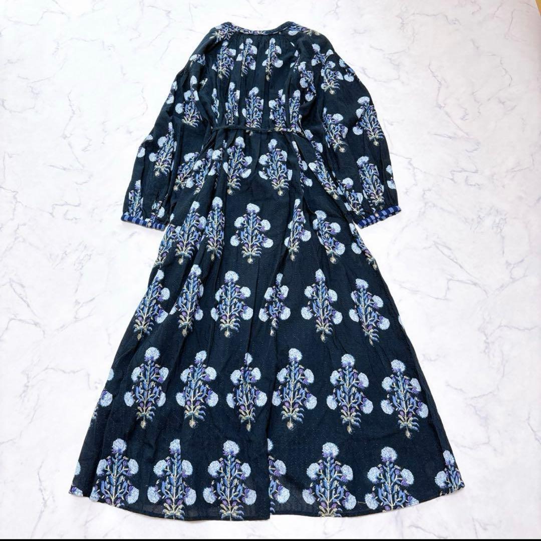 24SSヌキテパ コットンジャガード マリーゴールド プリントシャーリングドレス