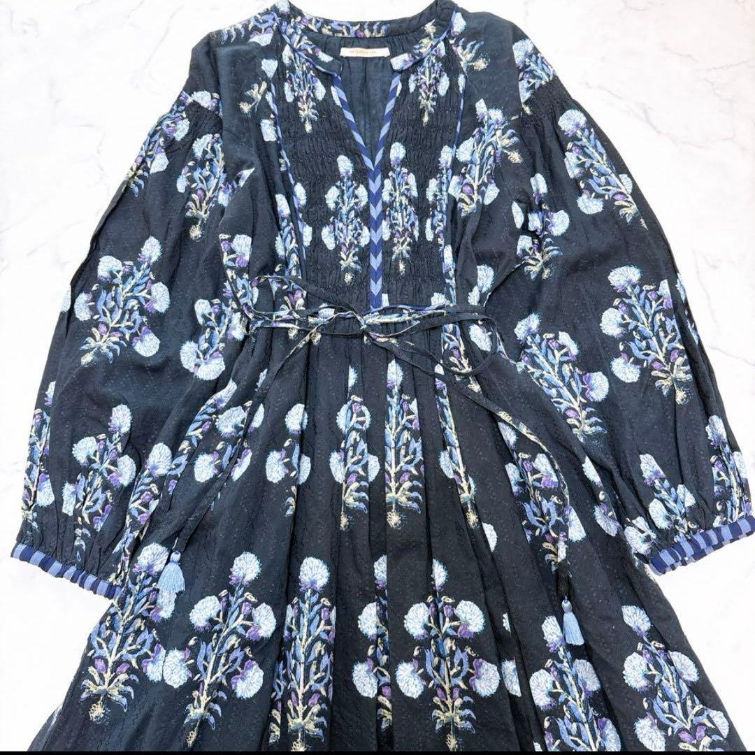 24SSヌキテパ コットンジャガード マリーゴールド プリントシャーリングドレス