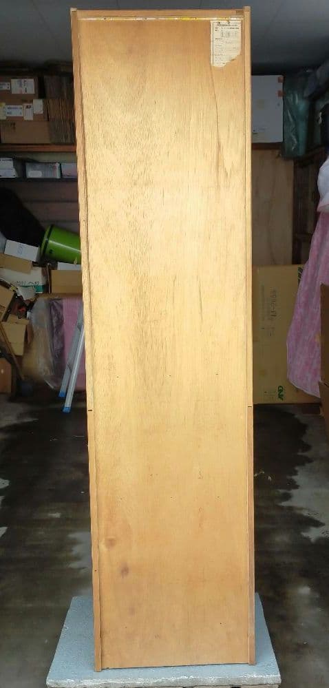 昭和 レトロポップオレンジ色 ガラス扉付き収納キャビネット