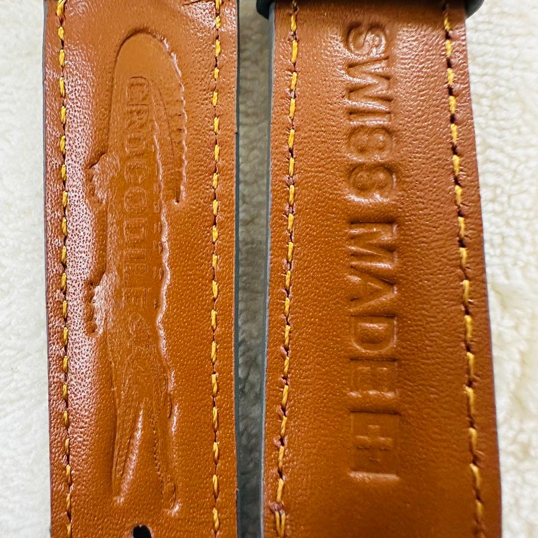 3057#20mm-18mmダークアッシュ★本物クロコダイルベルト★スイス製