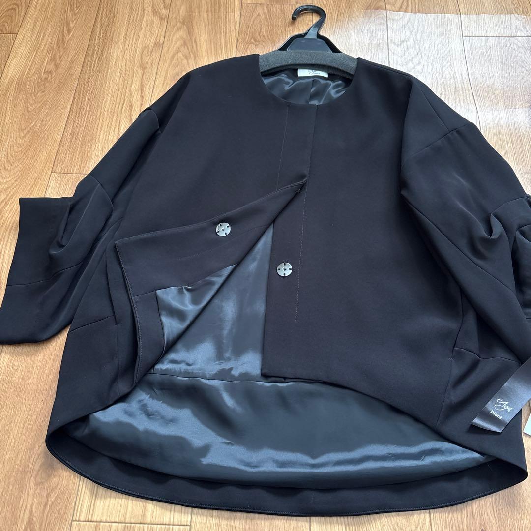 新品　Aga Black ダブルクロスアームギャザージャケット27,500円　黒