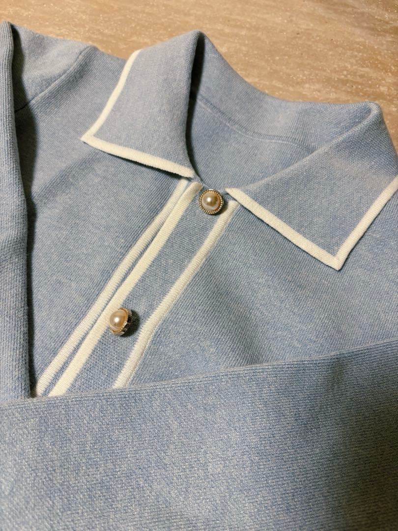 美品LE.NAN Lady knit jacket blue