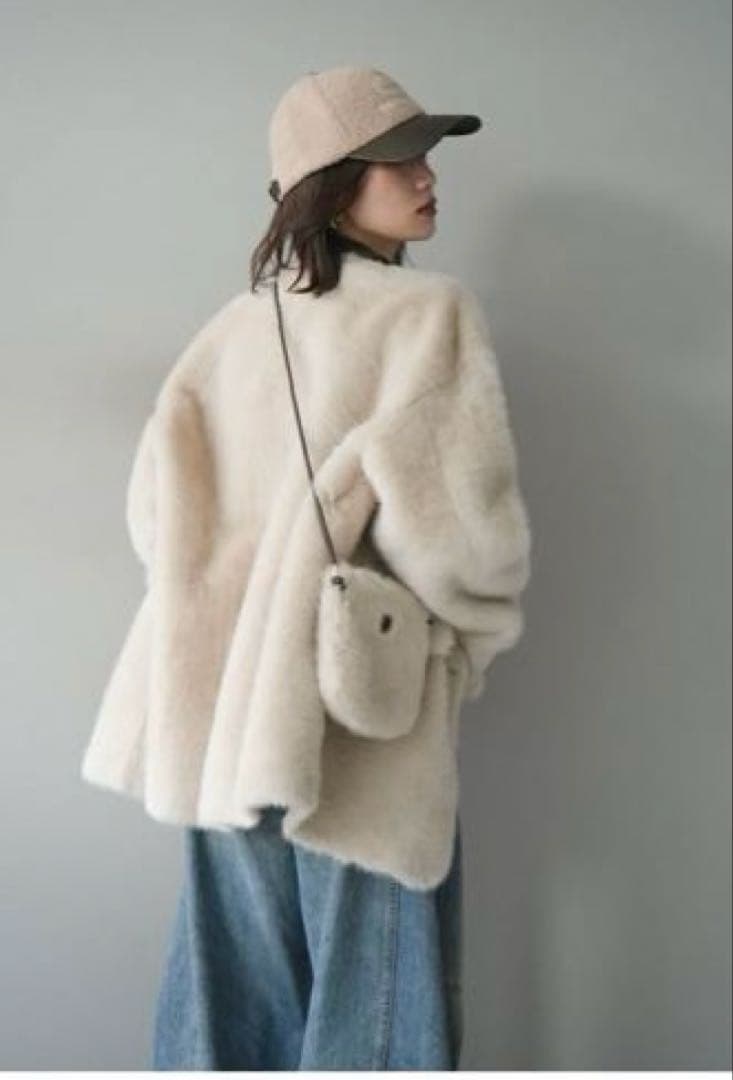 lumierリュミエ　エコファーノーカラージャケット　未使用タグ付