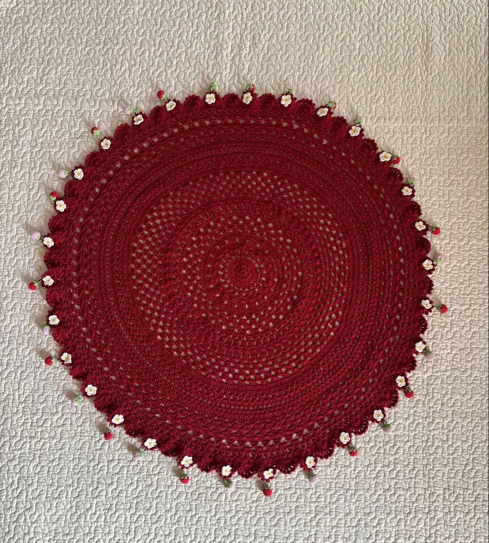 大判サークルブランケット＊いちご＊ハンドメイド