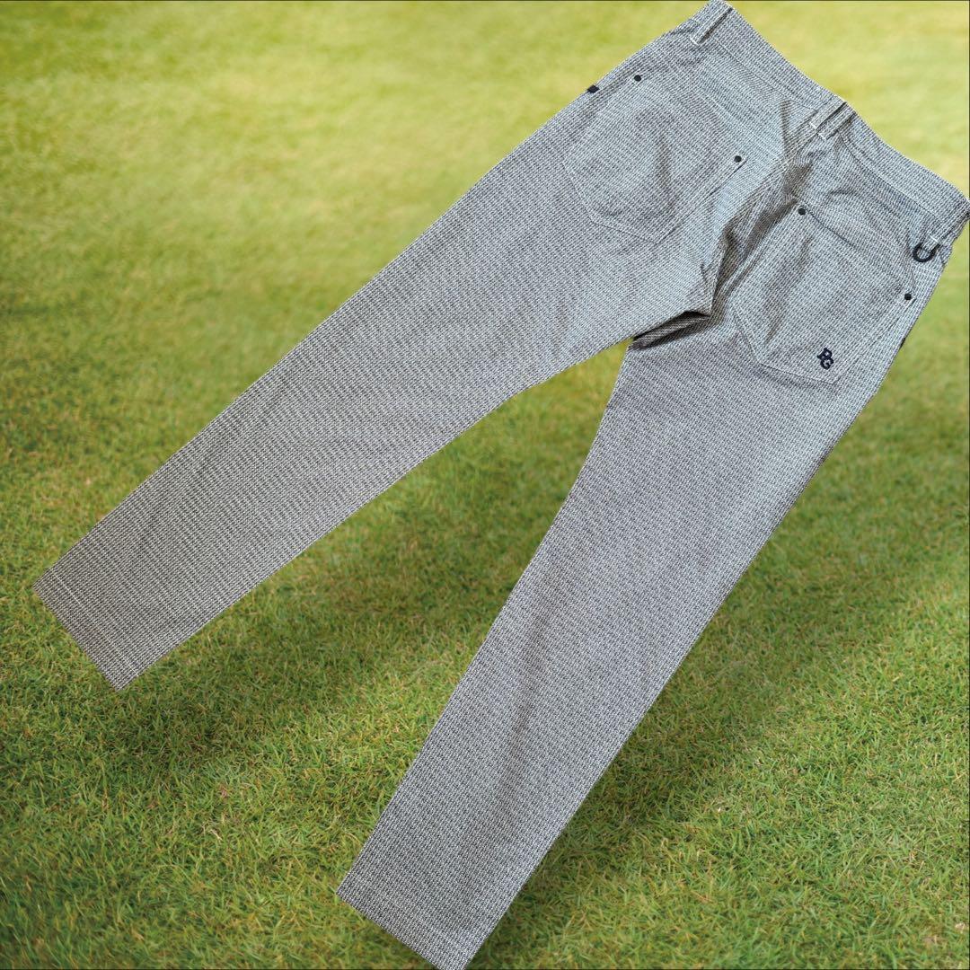 極美品　パーリーゲイツ　パンツ　総柄　S〜M相当　紺　ネイビー　ストレッチ　3