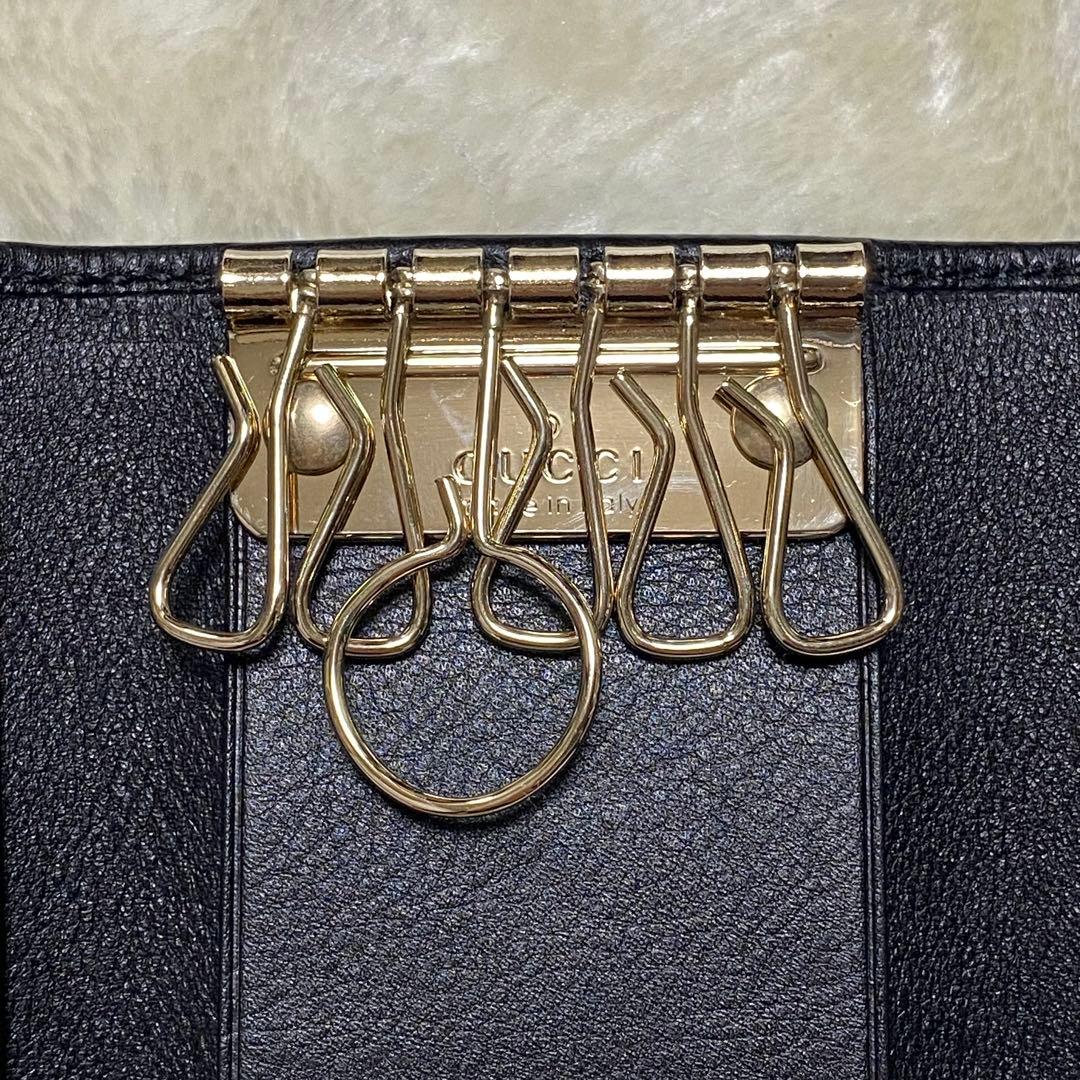 新品箱付き✨グッチ　6連キーケース GGキャンバス総柄インターロッキング黒レザー