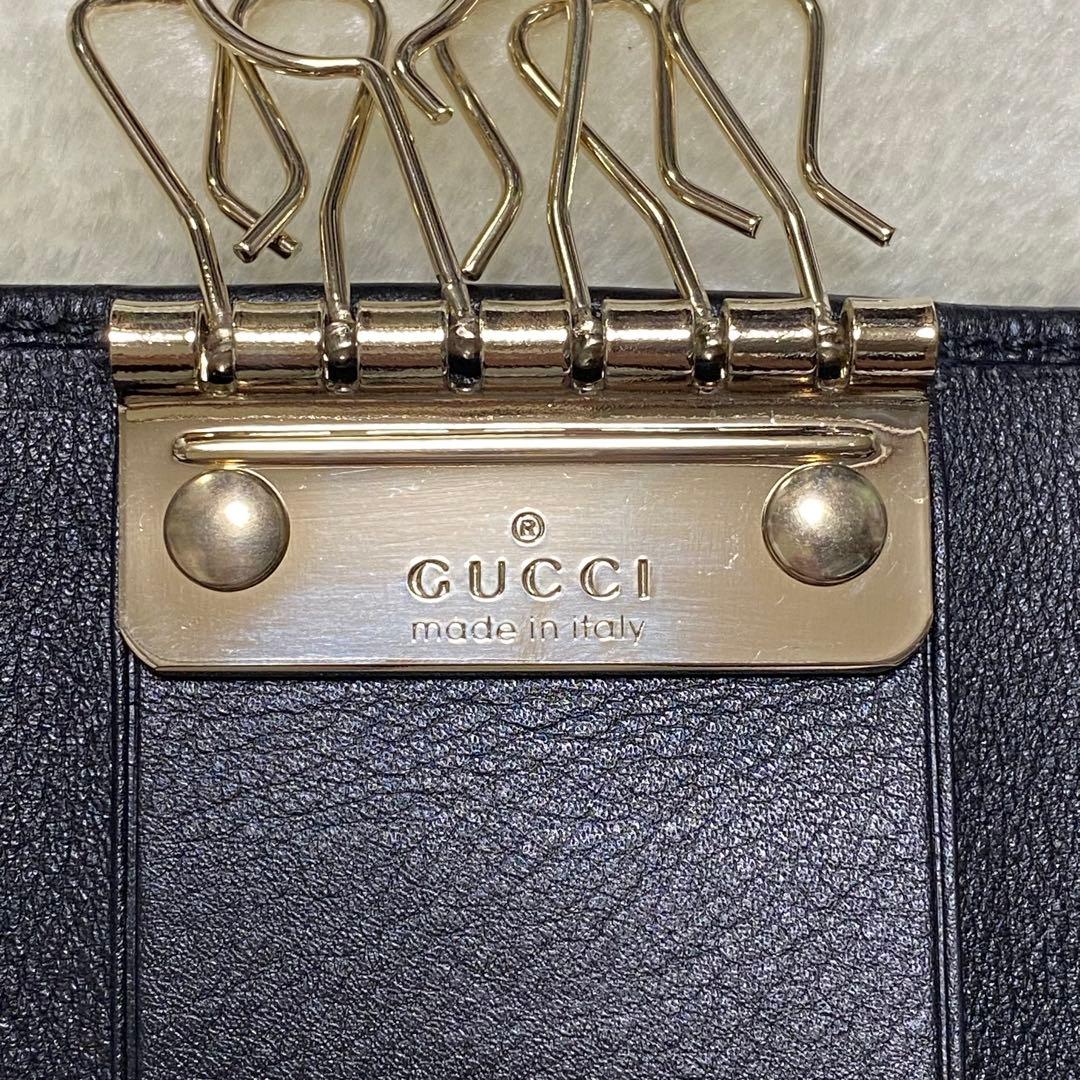 新品箱付き✨グッチ　6連キーケース GGキャンバス総柄インターロッキング黒レザー