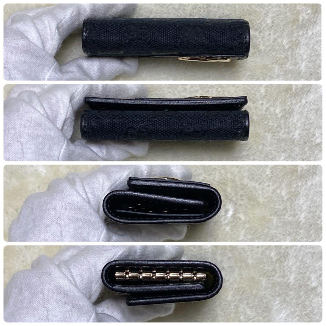 新品箱付き✨グッチ　6連キーケース GGキャンバス総柄インターロッキング黒レザー