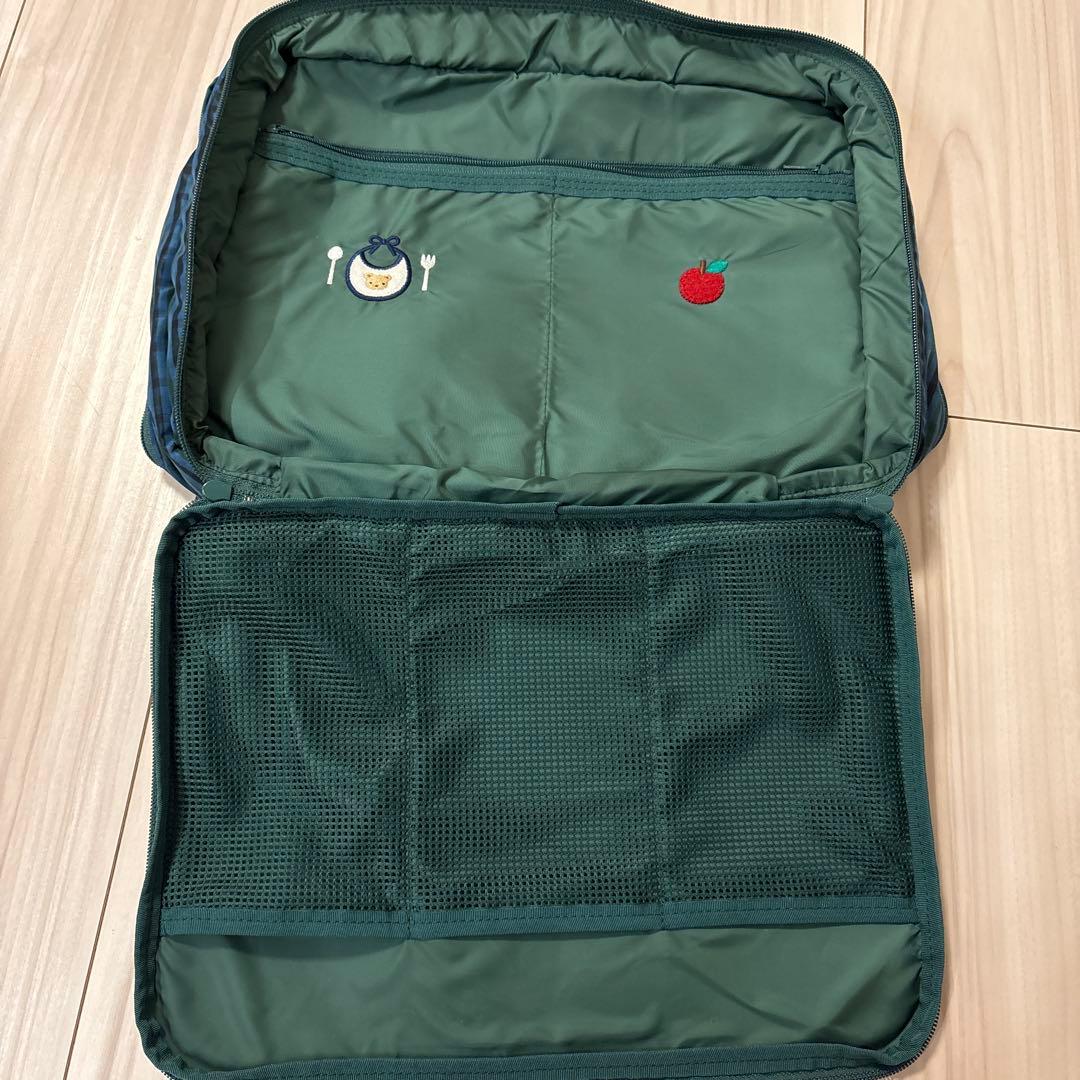 familiar おでかけポーチ　緑チェックXB