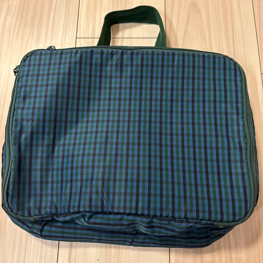 familiar おでかけポーチ　緑チェックXB