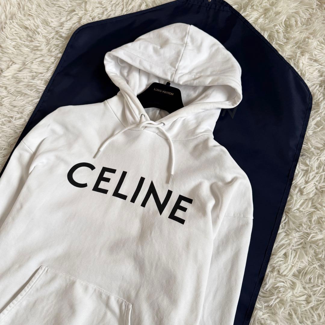 専用　美品　セリーヌ　パーカー　ロゴ　ホワイト　Mサイズ　エディ期