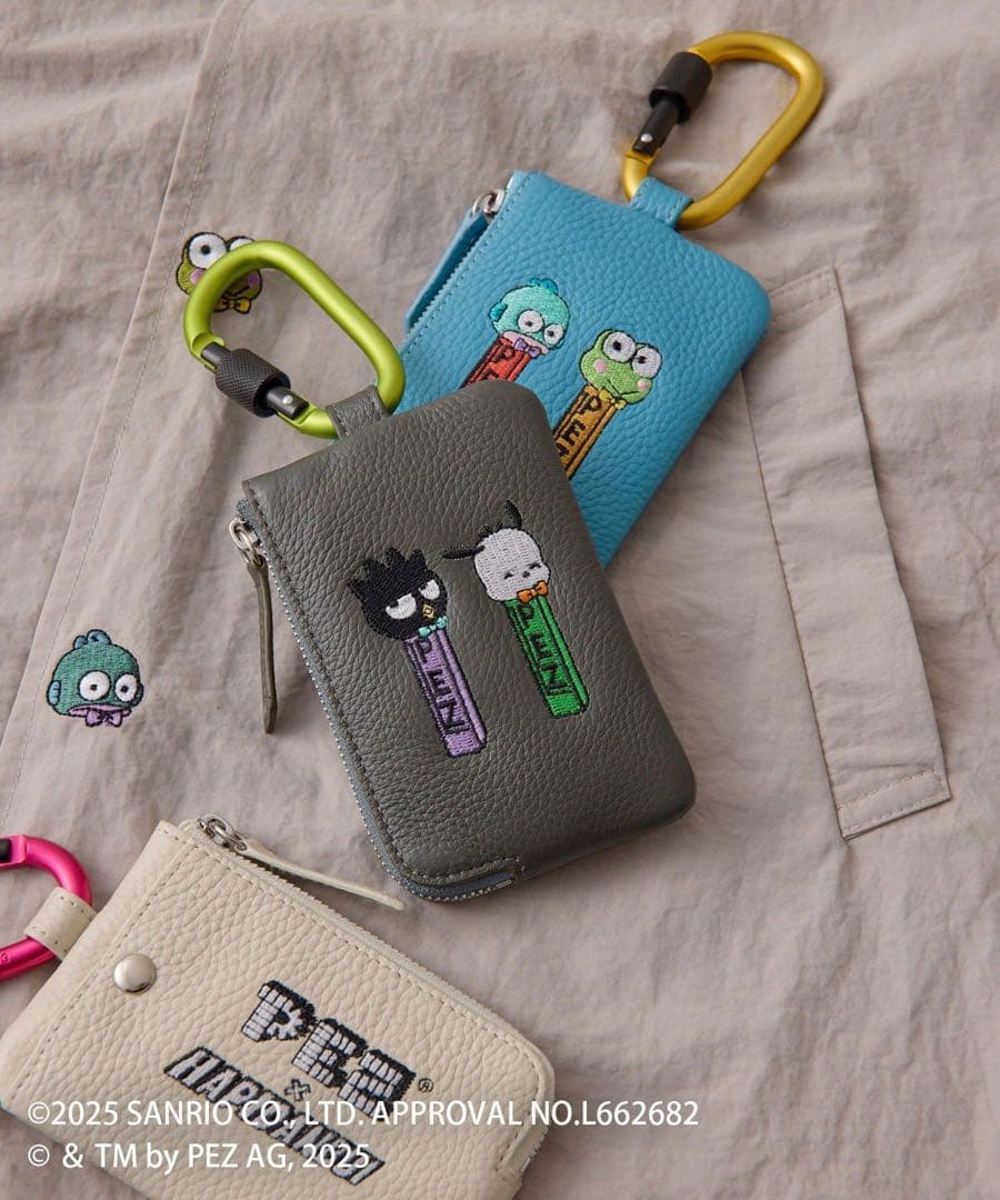 【はぴだんぶい×PEZ(ペッツ) ×ear】本革/カラビナ付きパス＆キーケース
