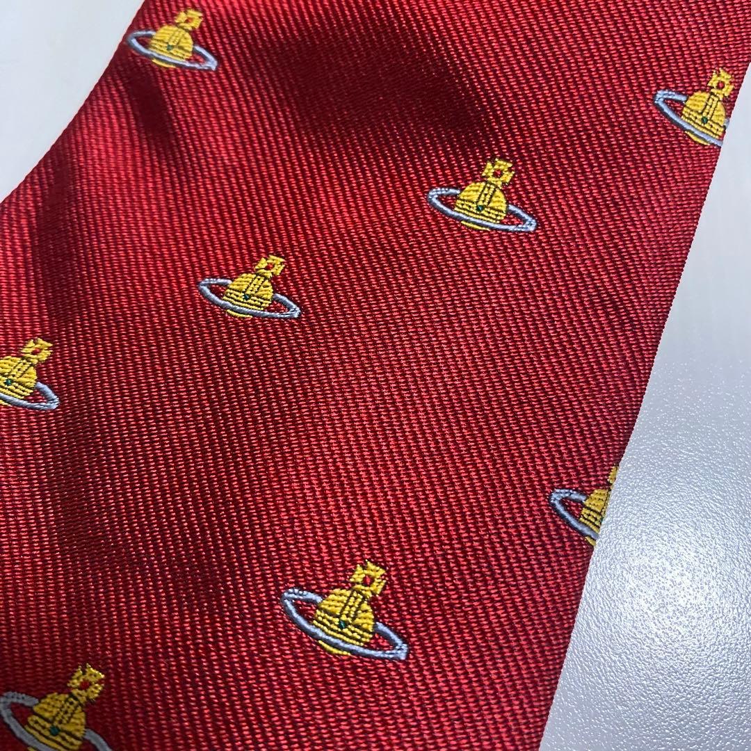 Vivienne Westwood シルク素材　レッド オーブ ネクタイ