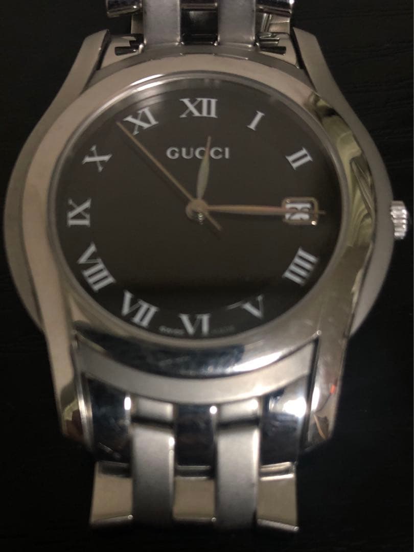GUCCI 稼動品5500M メンズ腕時計 ブラック文字盤 電池交換済み