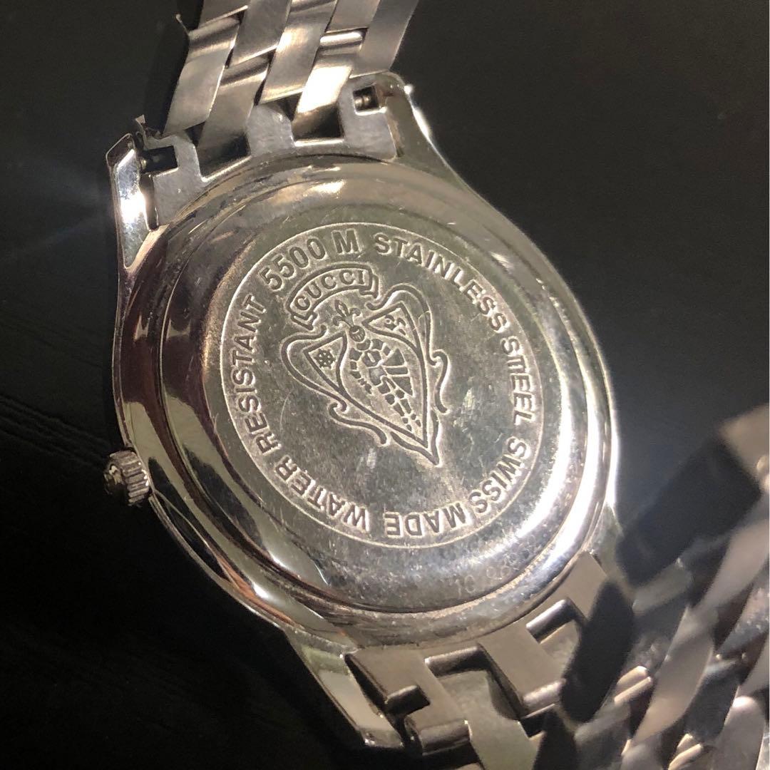 GUCCI 稼動品5500M メンズ腕時計 ブラック文字盤 電池交換済み