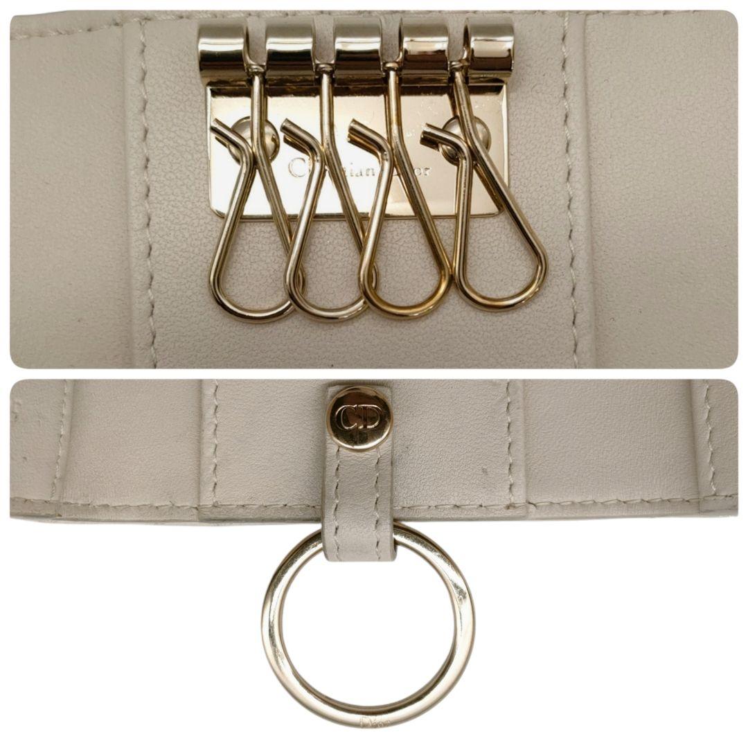 ディオール　キーケース　キーリング　カナージュ　アイボリー　ディオールチャーム