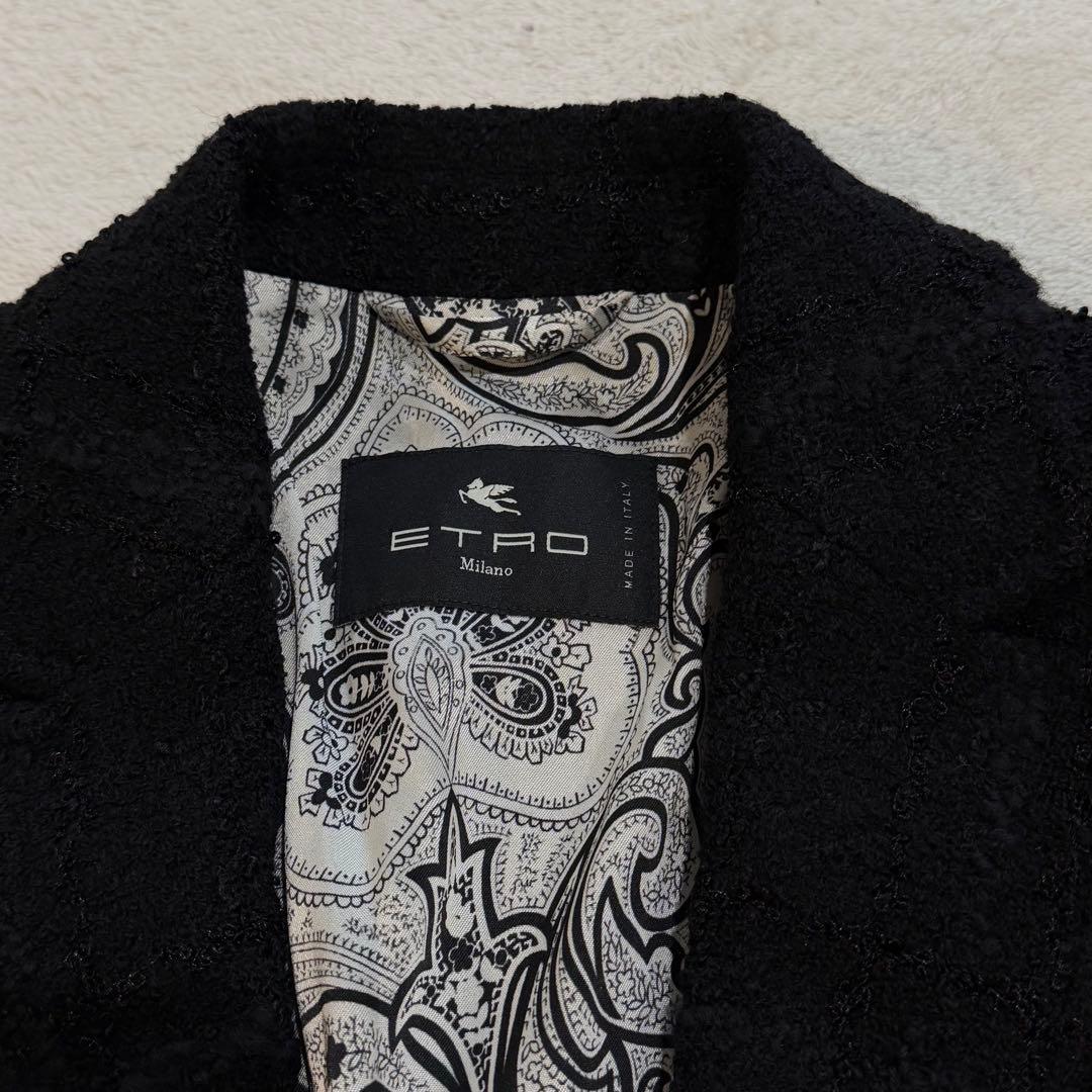 エトロ　ツイードテーラードジャケット　裏地ペイズリー　ロゴボタン　3L　タグ付き