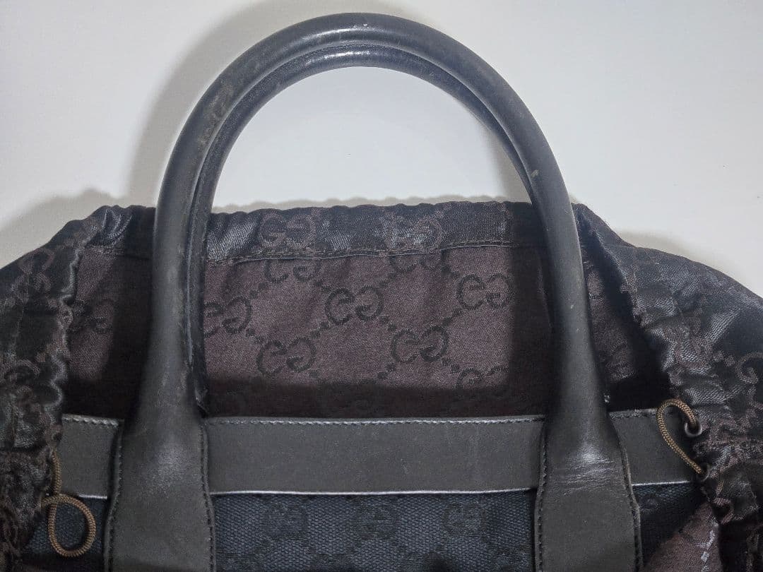 GUCCI トートバッグ キャンバス GG柄 黒 保存袋付き