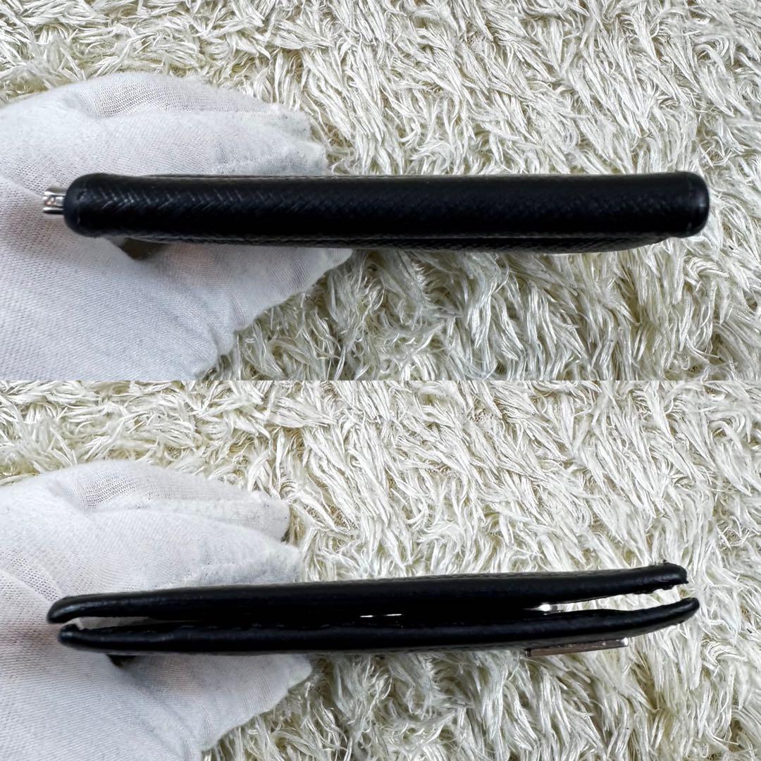 大人気✨プラダ　マネークリップ　三角ロゴ　サフィアーノ　黒　ギャラ付き　付属品付