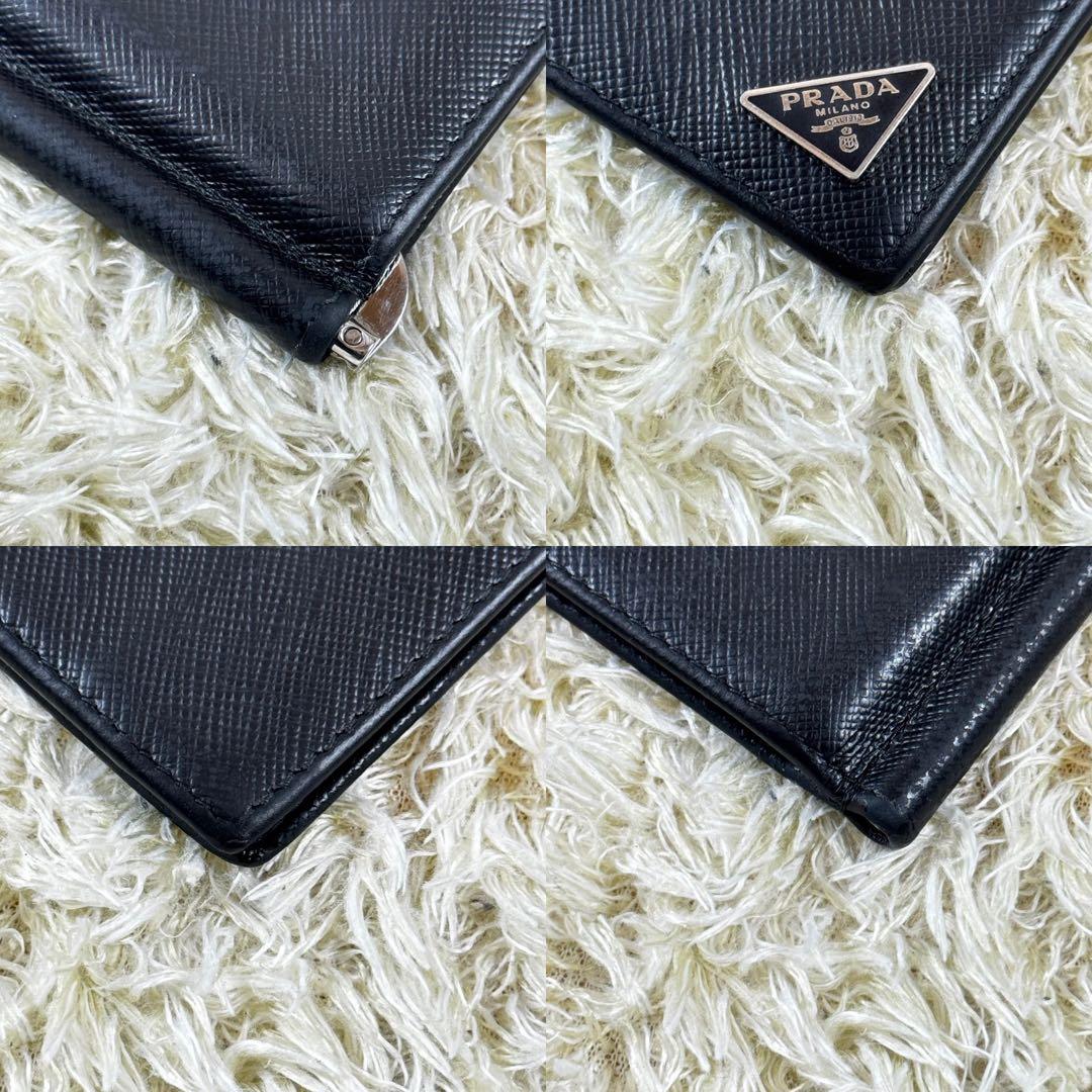 大人気✨プラダ　マネークリップ　三角ロゴ　サフィアーノ　黒　ギャラ付き　付属品付