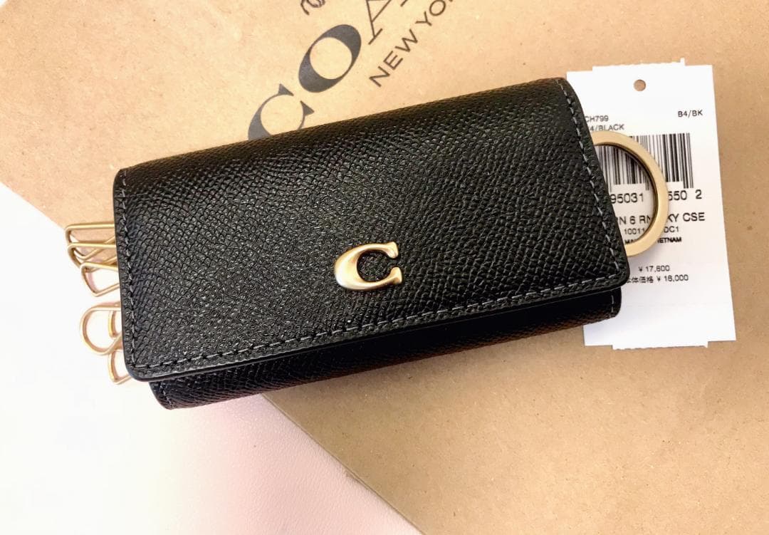 新品 coach 6 リング キー ケース ブラック