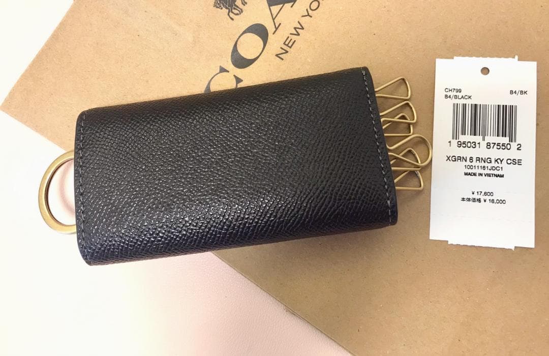 新品 coach 6 リング キー ケース ブラック