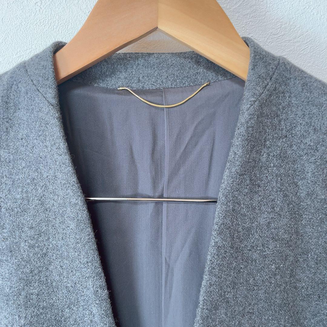 アパルトモン ドゥーズィエムクラス メルトン ノーカラージャケット グレー36