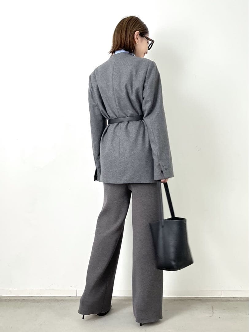 アパルトモン ドゥーズィエムクラス メルトン ノーカラージャケット グレー36