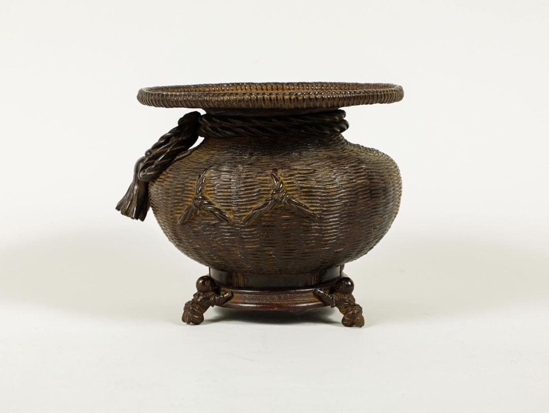 時代物 骨董品 古銅唐子花器 置物　在銘