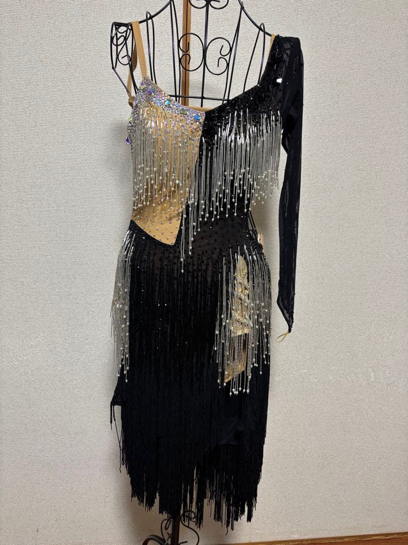 社交ダンスドレス フリンジ ビーズ装飾