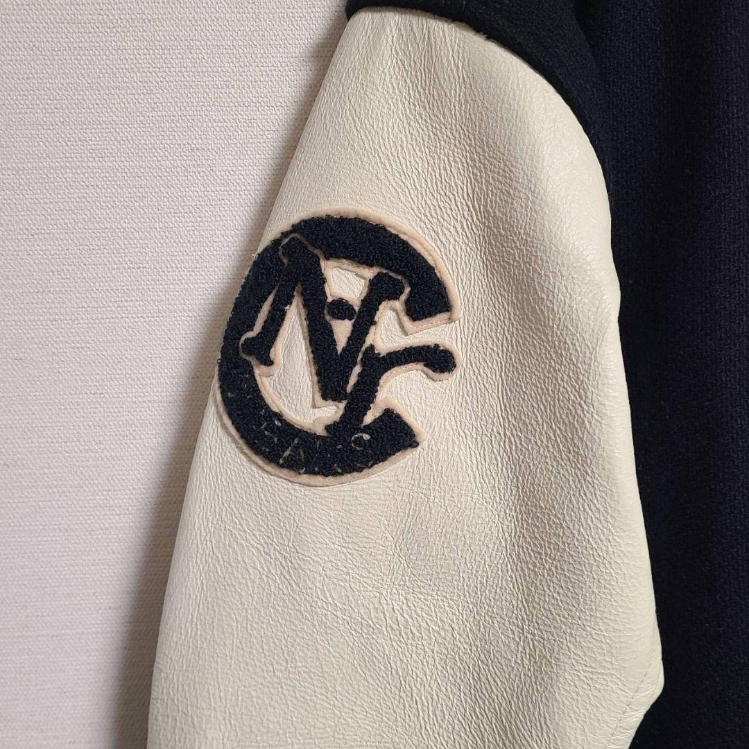 スピリチュアルボール スタジャン 袖切替 レザー ウール NY ワッペン