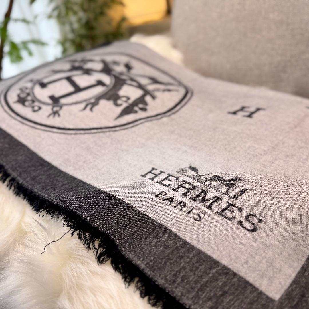 HERMES エルメス カシミア シルク ストール スカーフ 男女兼用