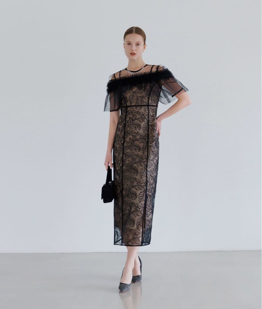 【@】LEJA 3WAYフラワーチュールアシンメトリーIラインドレス