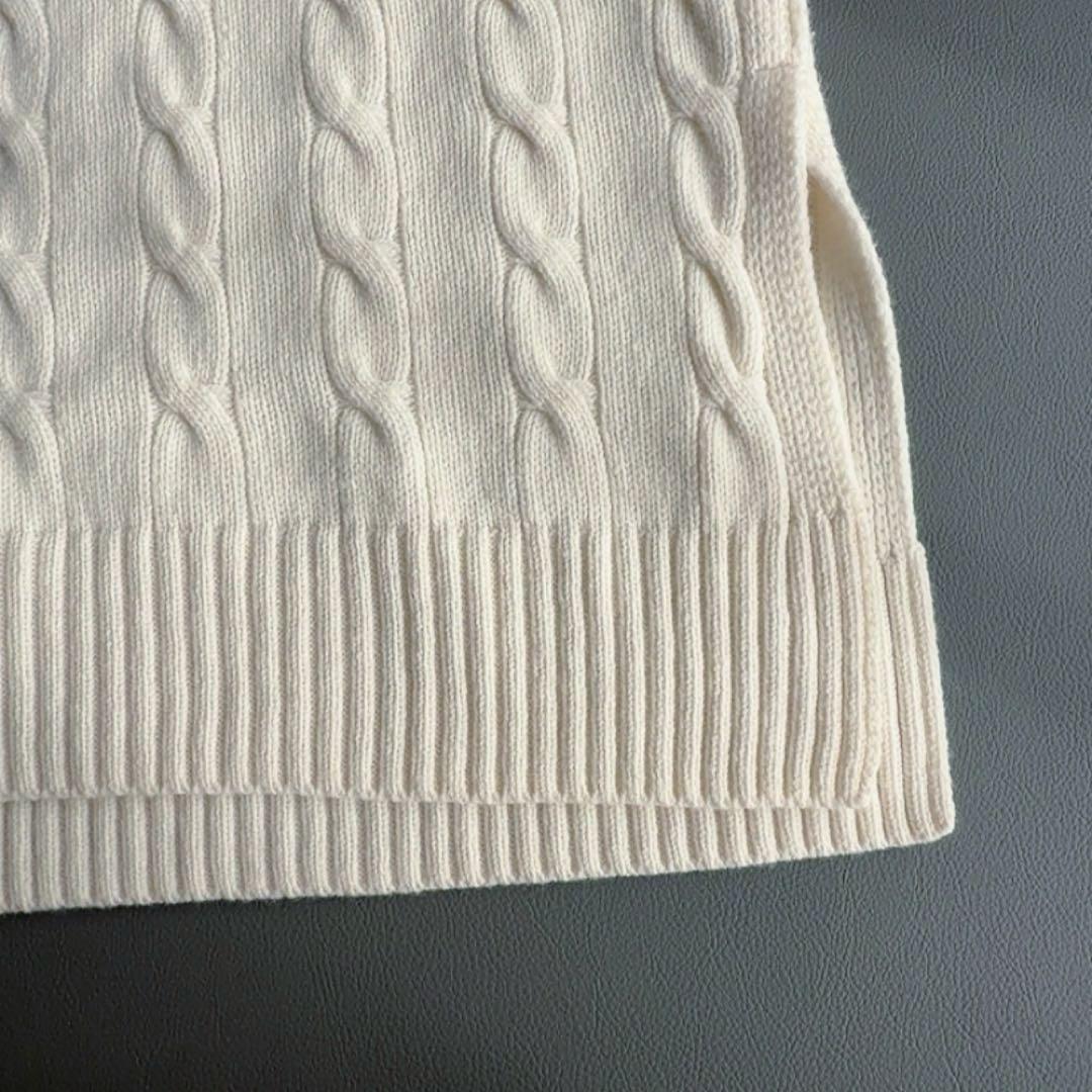 TOUJOURS　カシミヤ　ニットベスト　チルデン　ウール　ケーブル　Vネック
