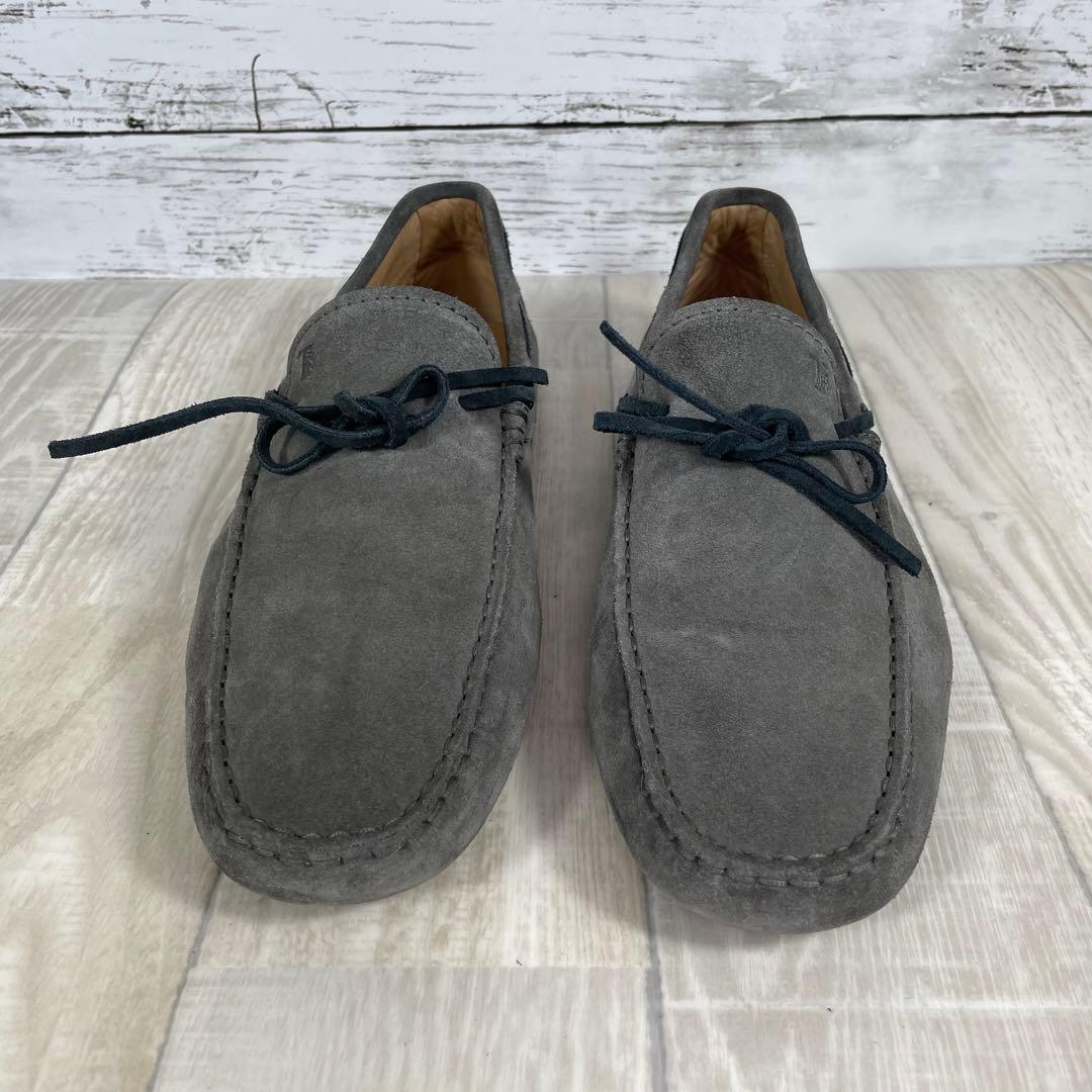 【美品】TOD'S スエード ドライビングシューズ　モカシン　グレー27.5cm