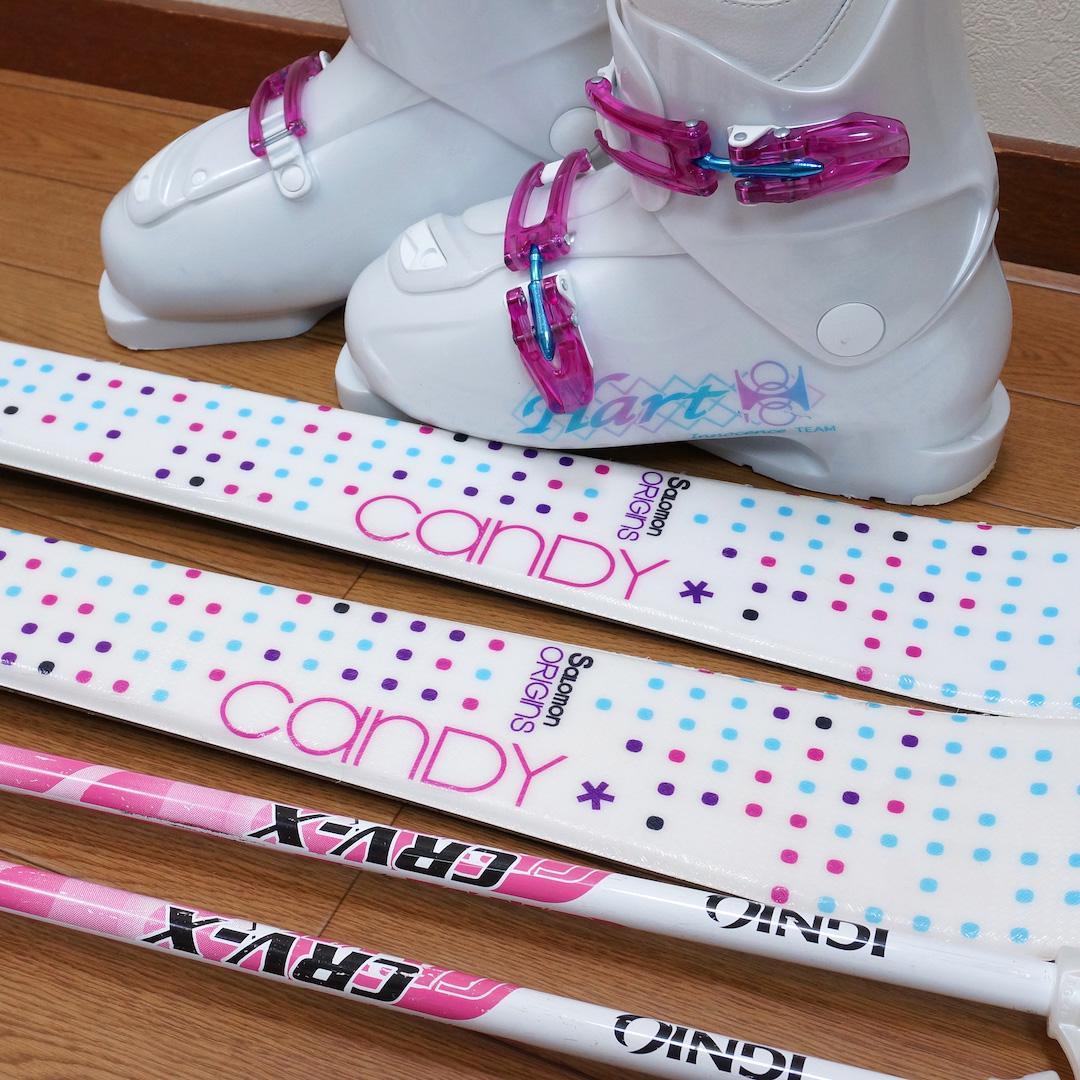 メンテ済 140cm 靴25cm SALOMON 中高生向き スキーセット