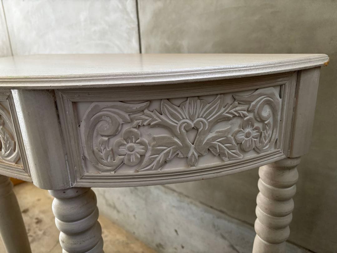 【超お宝品】昭和レトロ　コンソール木製テーブル　引き出し付き★かなり可愛いです