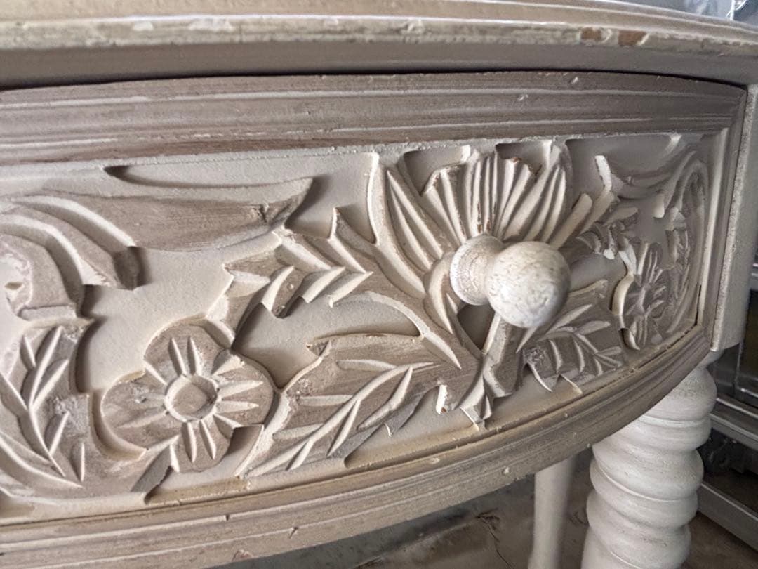 【超お宝品】昭和レトロ　コンソール木製テーブル　引き出し付き★かなり可愛いです