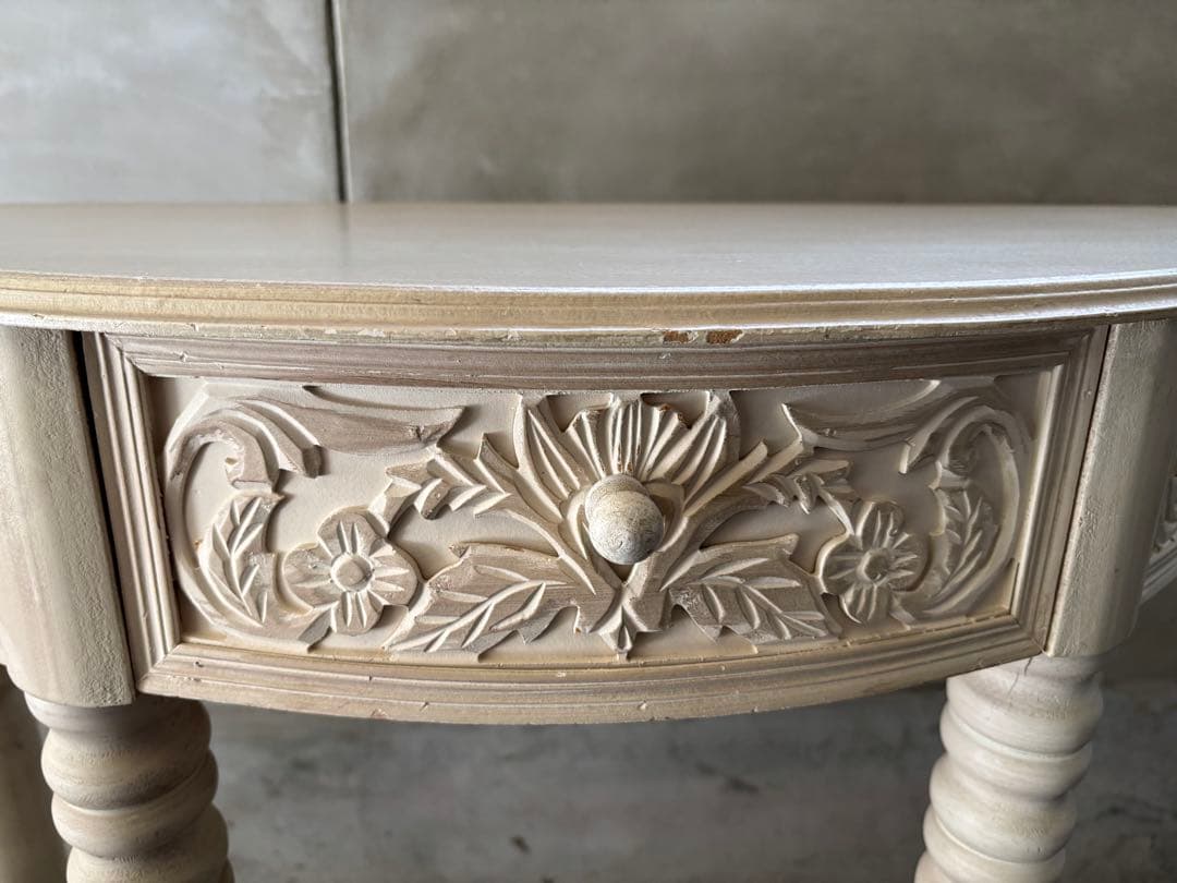 【超お宝品】昭和レトロ　コンソール木製テーブル　引き出し付き★かなり可愛いです