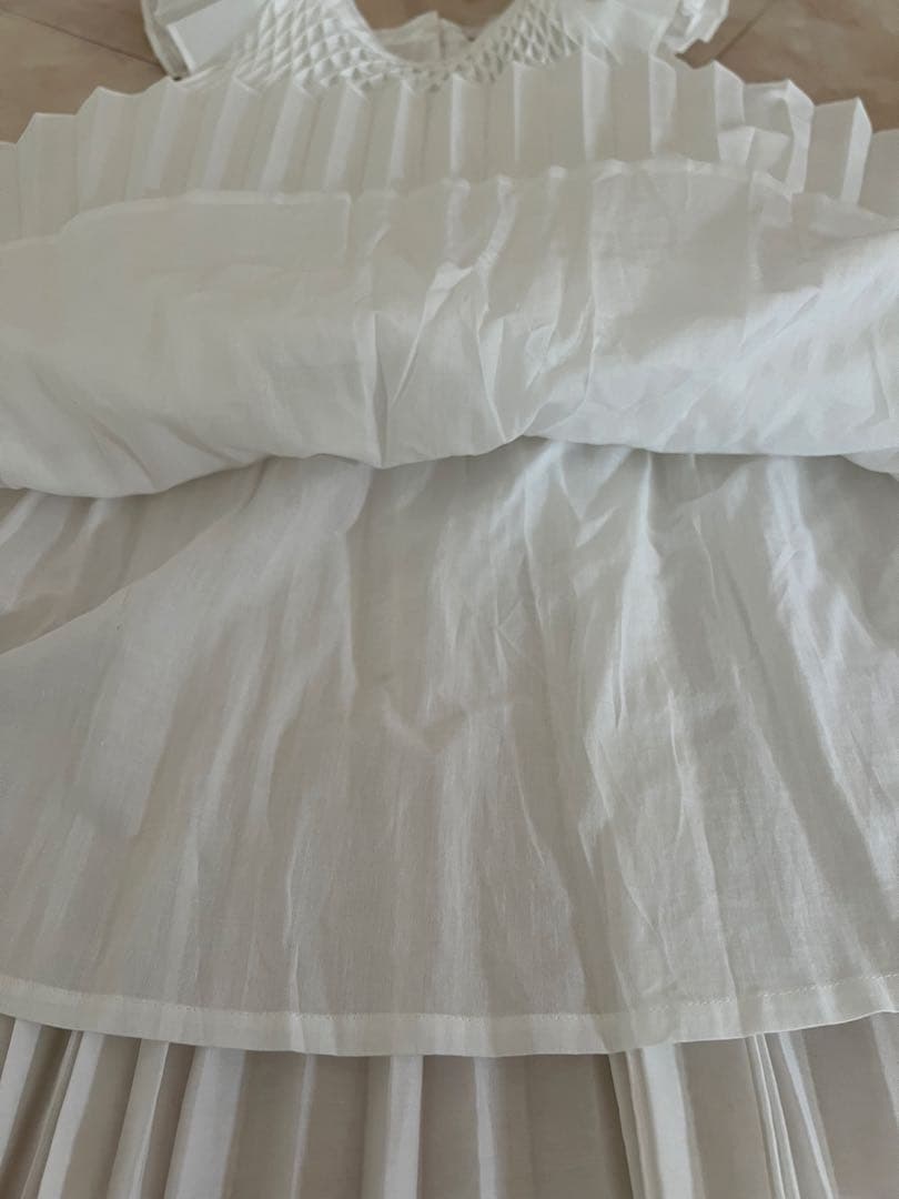 JACADI♡ スモック刺繍プリーツフリル襟ワンピース