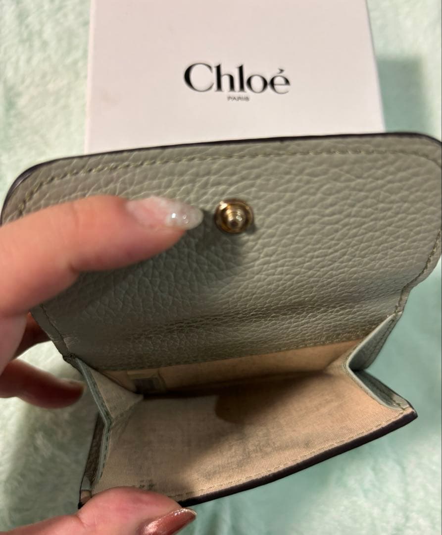 【美品】Chloé 三つ折り財布　シーグラス　お値下げ